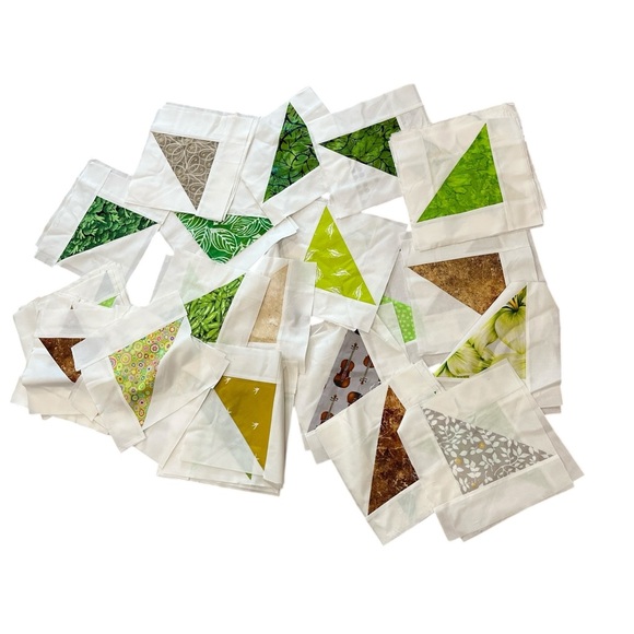 Handmade flying geese Quilt blowoff 8” by 8” squares -Vintage Fabrics set of 62 - Picture 1 of 7